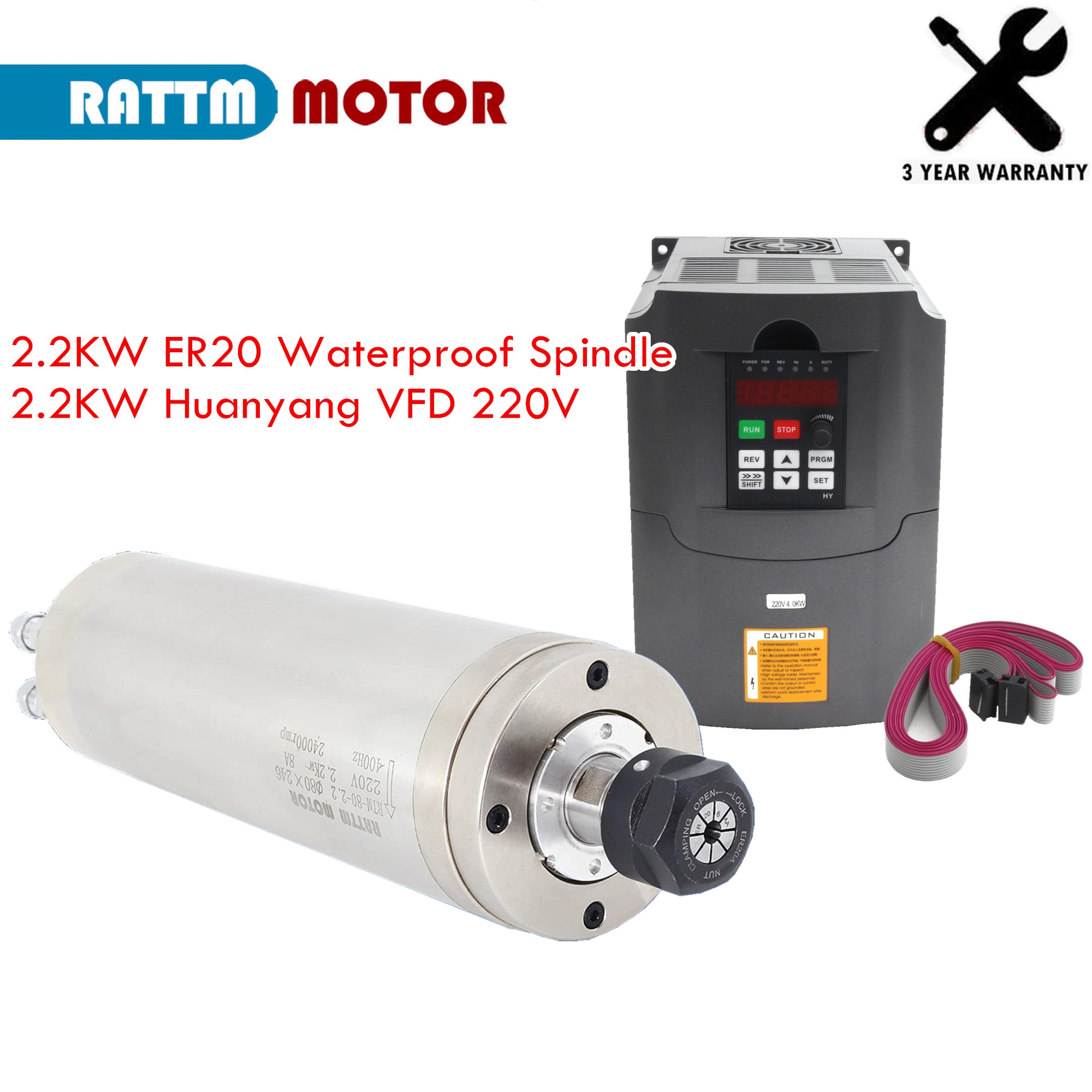 2.2Kw Water Cooled Spindle Kit Vfd - Kit de motor de eixo CNC
